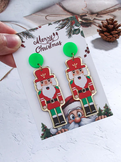 1 Pair Cute Classic Style Santa Claus Gingerbread Arylic Drop Earrings