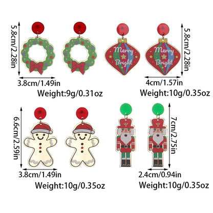 1 Pair Cute Classic Style Santa Claus Gingerbread Arylic Drop Earrings