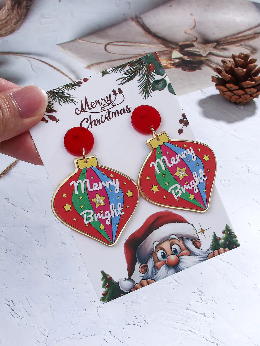 1 Pair Cute Classic Style Santa Claus Gingerbread Arylic Drop Earrings