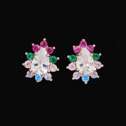 1 Pair Cute Classic Style Water Droplets Plating Inlay Copper Zircon 18K Gold Plated Ear Studs