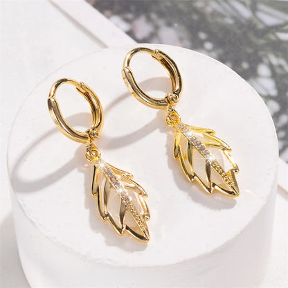 1 Pair Cute Clouds Rabbit Leaves Plating Inlay Copper Zircon 18k Gold Plated Drop Earrings