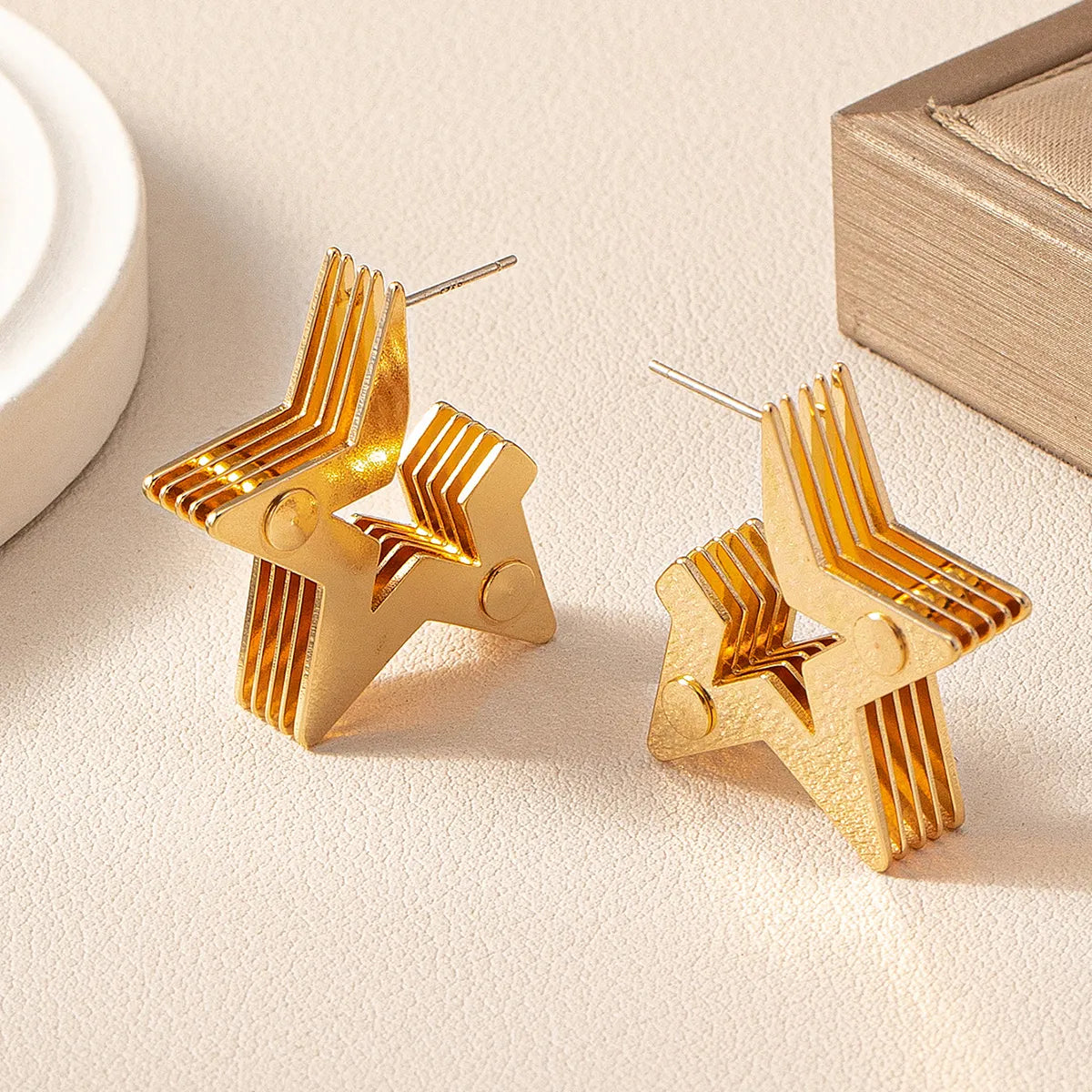 1 Pair Cute Commute Star Copper Alloy Ear Studs