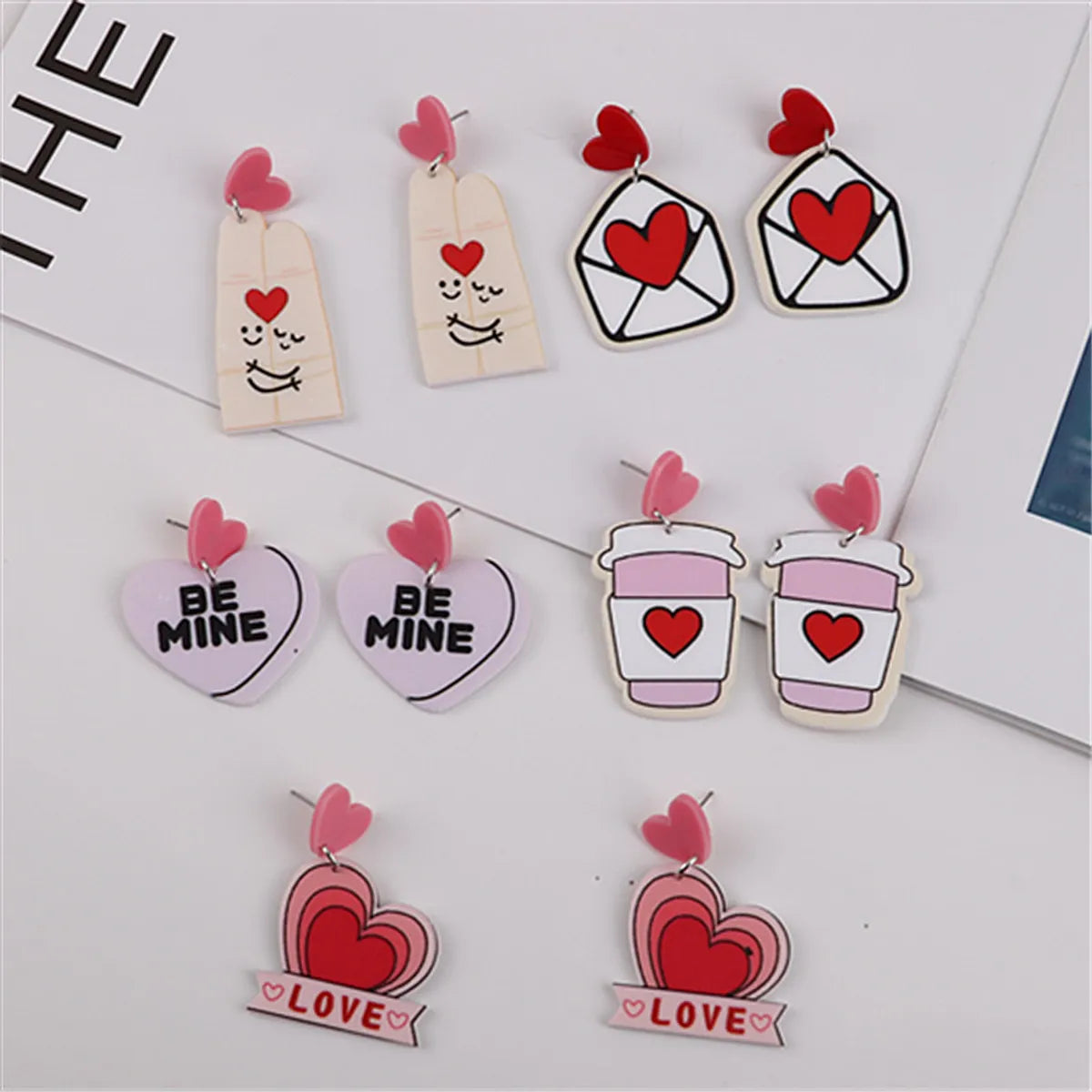 1 Pair Cute Cup Heart Shape Arylic Women's Drop Earrings