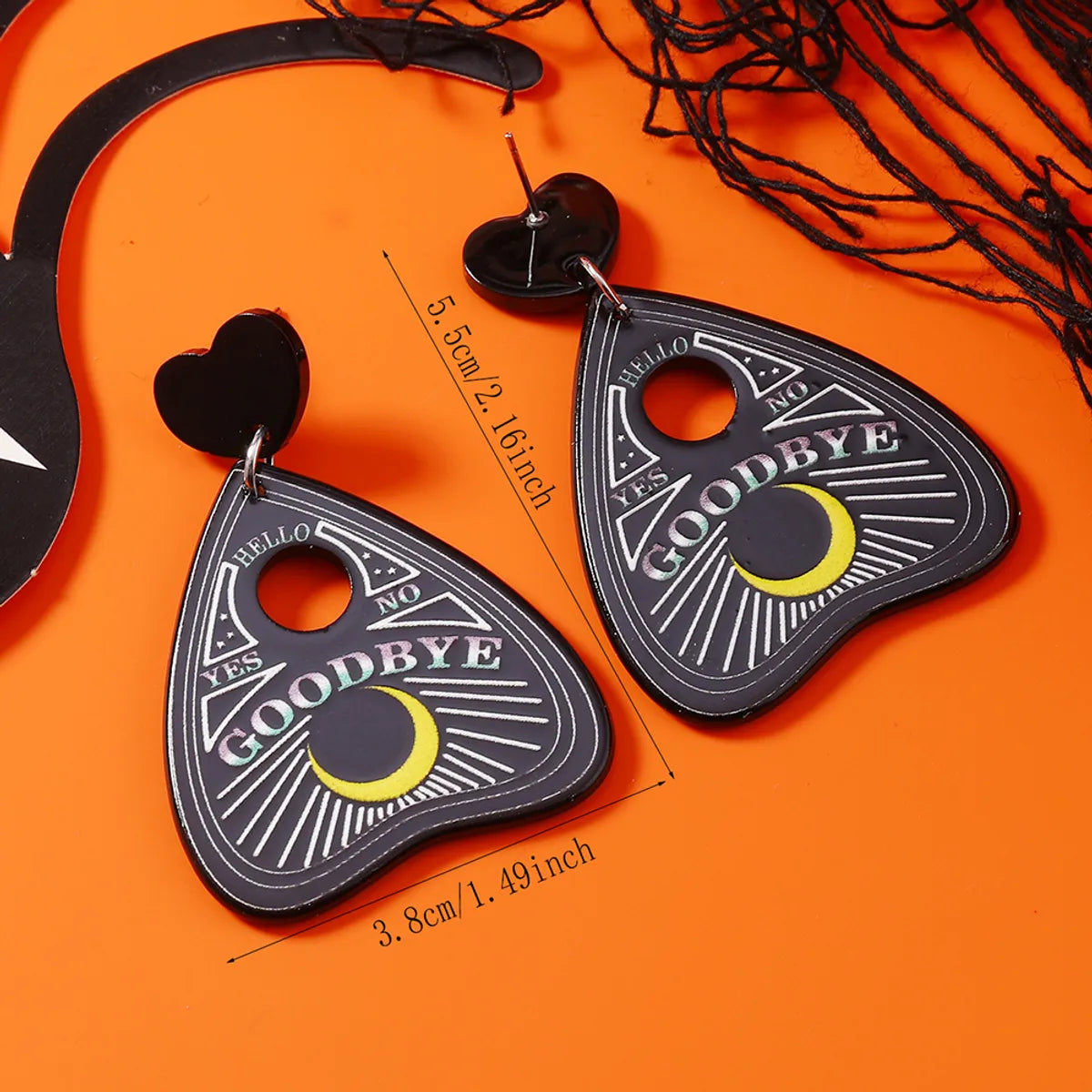 1 Pair Cute Devil'S Eye Moon Bat Arylic Drop Earrings