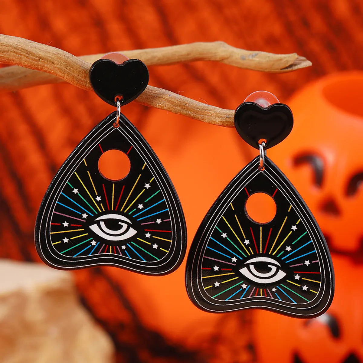 1 Pair Cute Devil'S Eye Moon Bat Arylic Drop Earrings