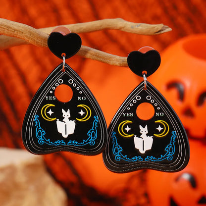 1 Pair Cute Devil'S Eye Moon Bat Arylic Drop Earrings