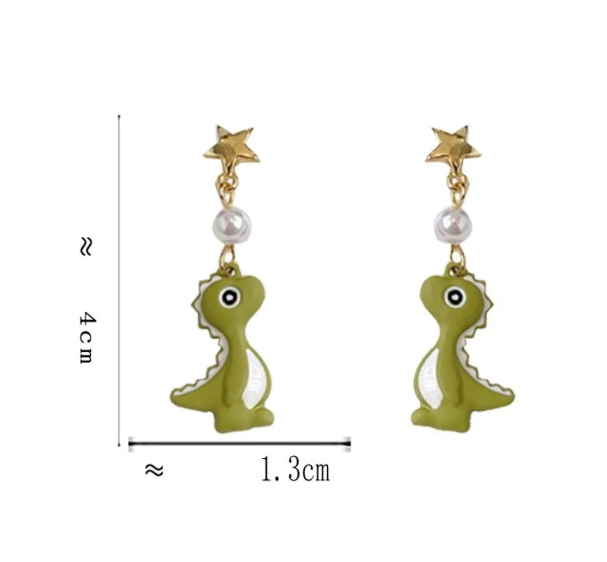 1 Pair Cute Dinosaur Stoving Varnish Imitation Pearl Alloy Drop Earrings