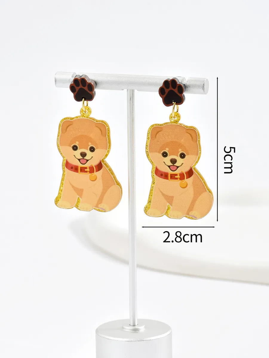 1 Pair Cute Dog Arylic Drop Earrings