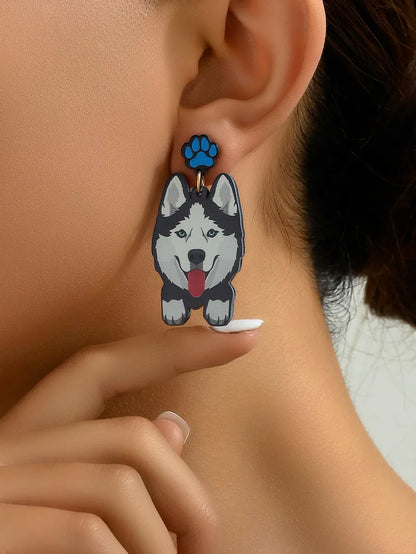 1 Pair Cute Dog Arylic Drop Earrings