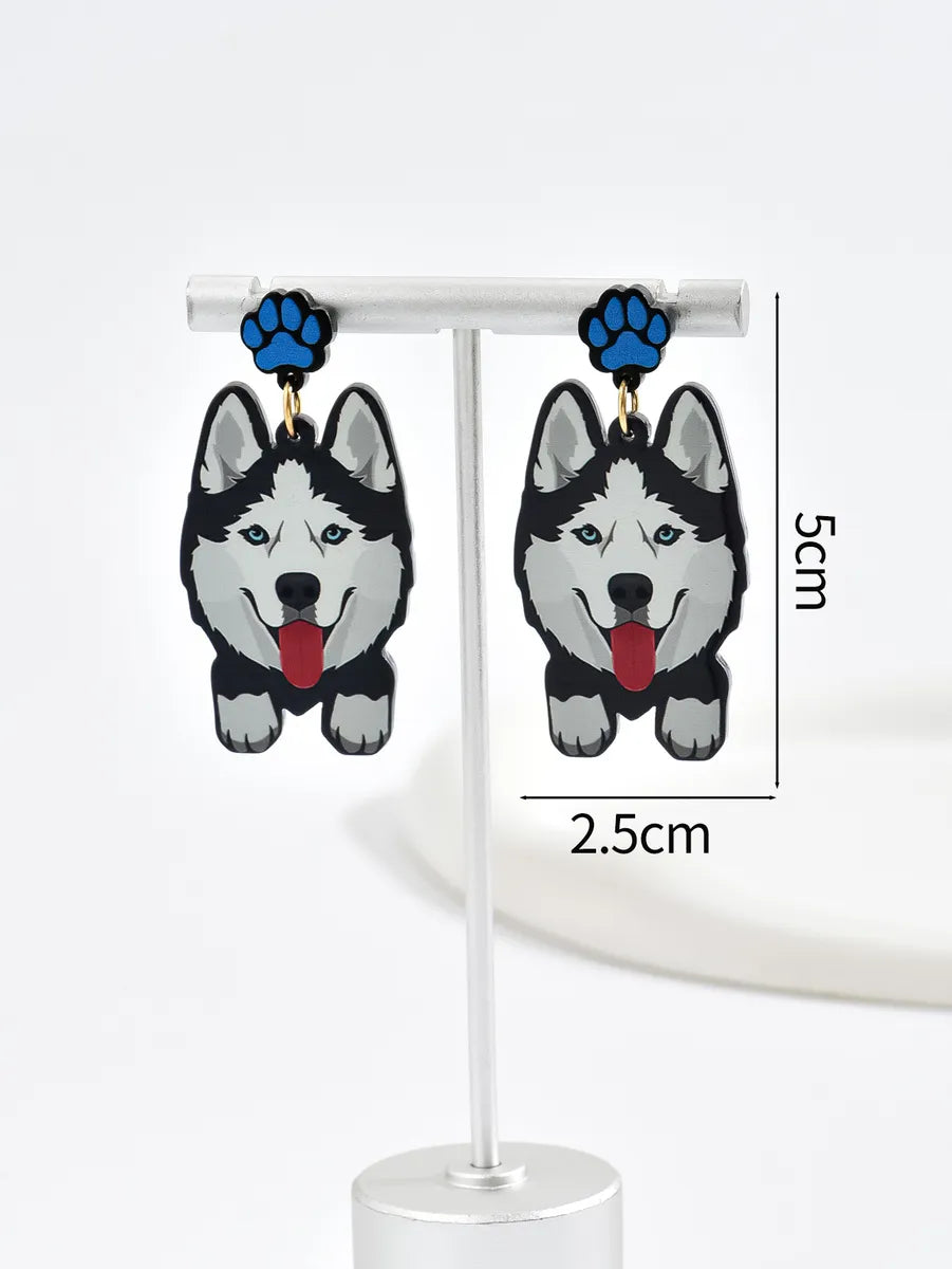 1 Pair Cute Dog Arylic Drop Earrings