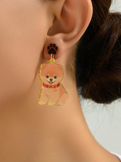 1 Pair Cute Dog Cat Arylic Drop Earrings