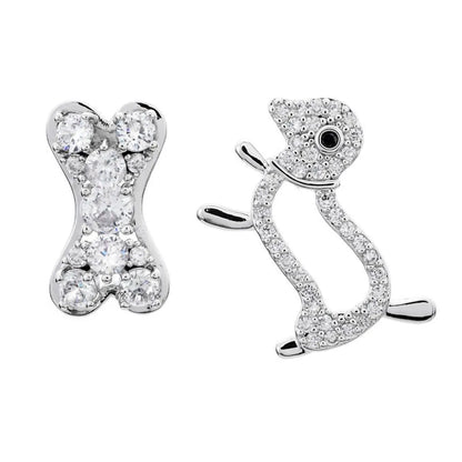 1 Pair Cute Dog Unforgettable Plating Inlay Copper Zircon White Gold Plated Ear Studs