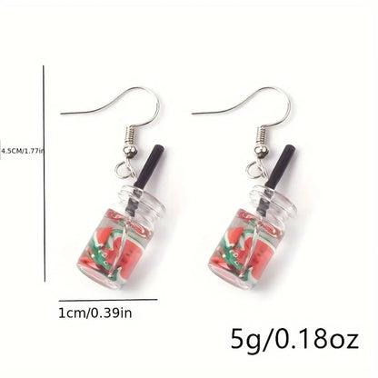 1 Pair Cute Drink Resin Drop Earrings