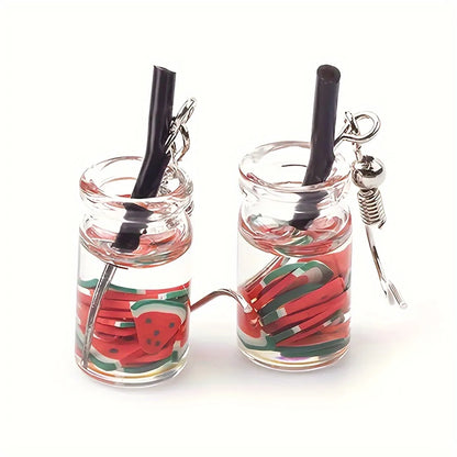 1 Pair Cute Drink Resin Drop Earrings