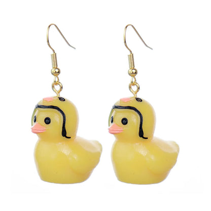 1 Pair Cute Duck Plastic Drop Earrings