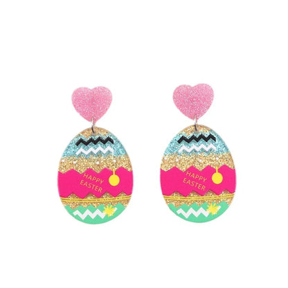 1 Pair Cute Egg Printing Arylic Drop Earrings