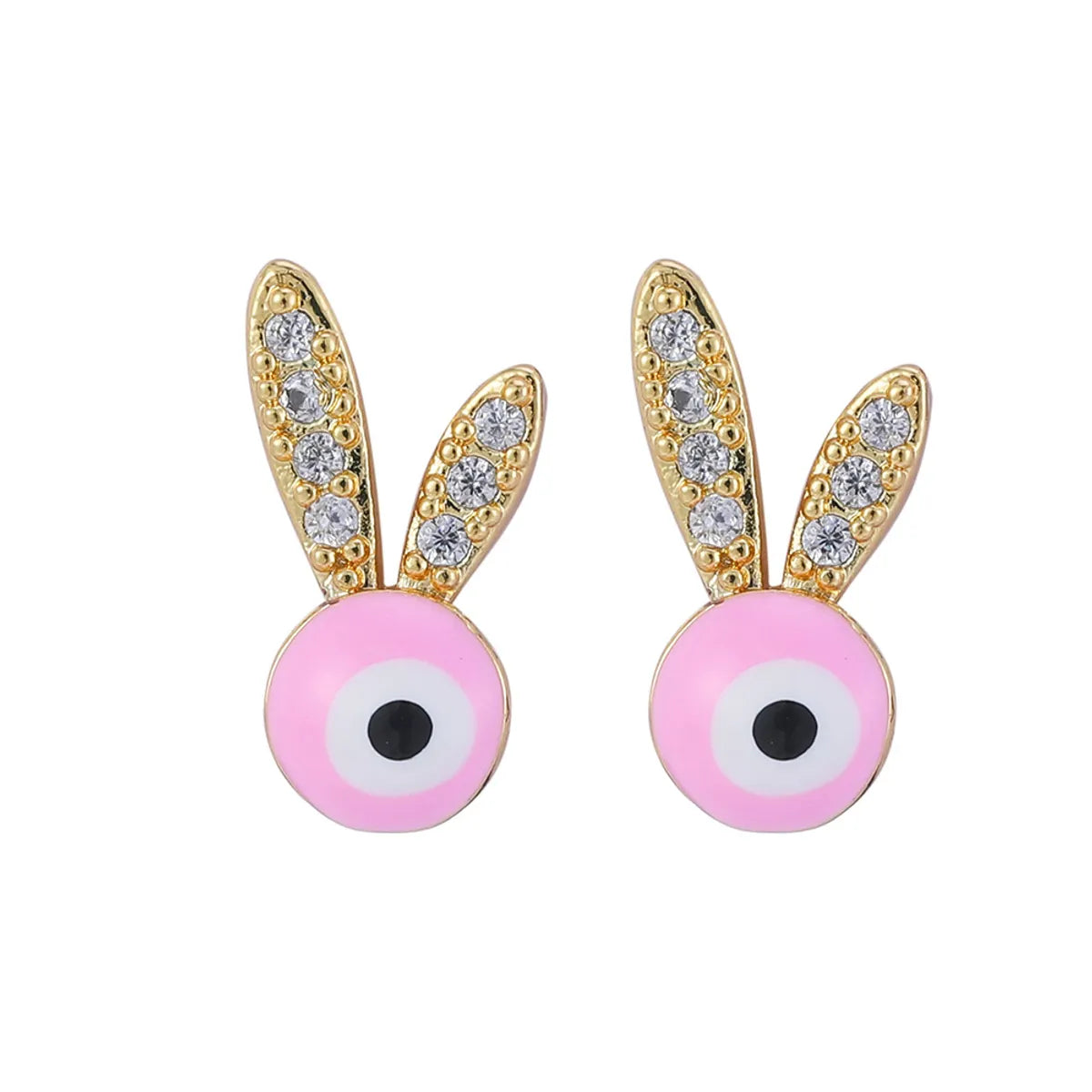 1 Pair Cute Eye Inlay Copper Zircon Earrings