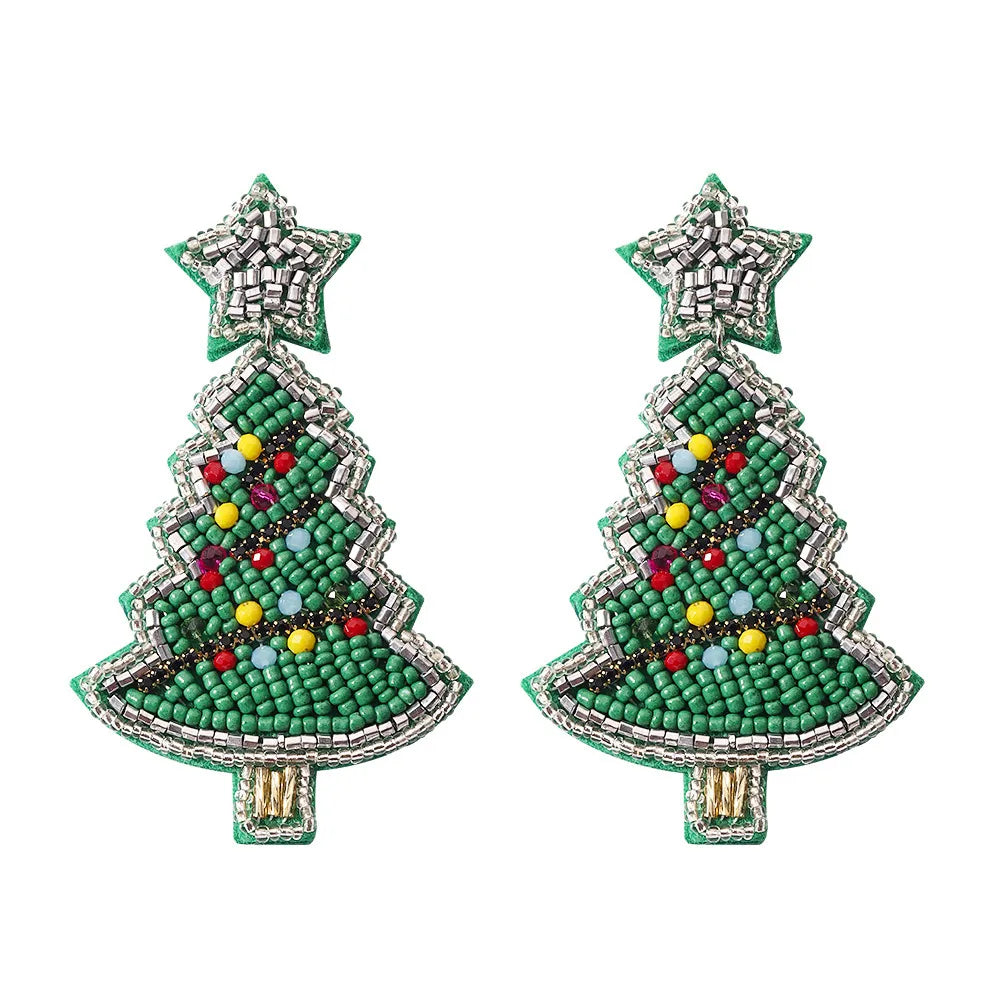 1 Pair Cute Fashion Christmas Tree Elk Plastic Handmade Christmas Women'S Drop Earrings