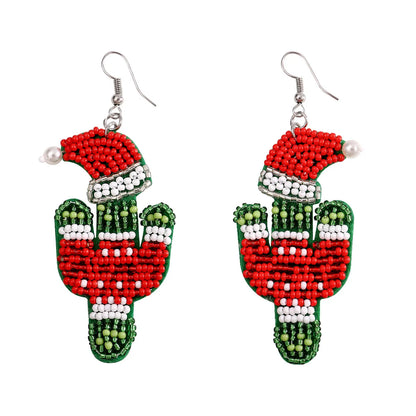 1 Pair Cute Fashion Christmas Tree Elk Plastic Handmade Christmas Women'S Drop Earrings