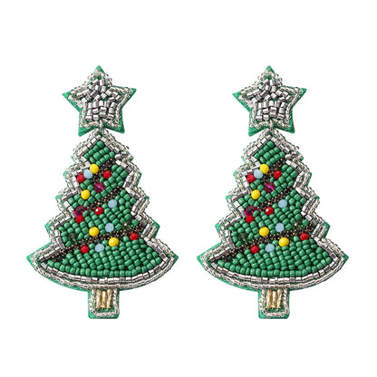 1 Pair Cute Fashion Christmas Tree Elk Plastic Handmade Christmas Women'S Drop Earrings