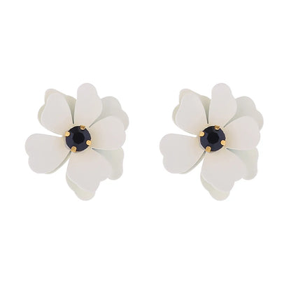 1 Pair Cute Flower Inlay Alloy Rhinestones Ear Studs