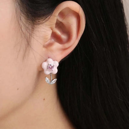 1 Pair Cute Flower Plating Inlay Alloy Zircon Ear Studs