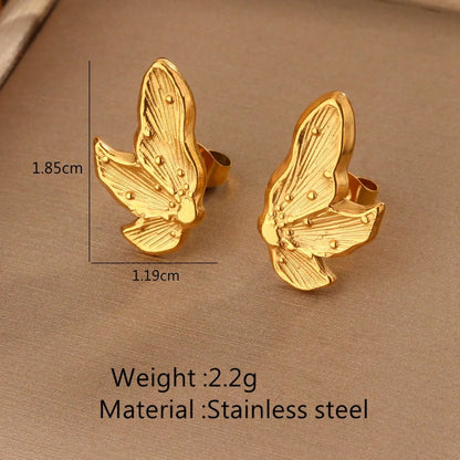 1 Pair Cute Flower Polishing 304 Stainless Steel 18K Gold Plated Ear Studs