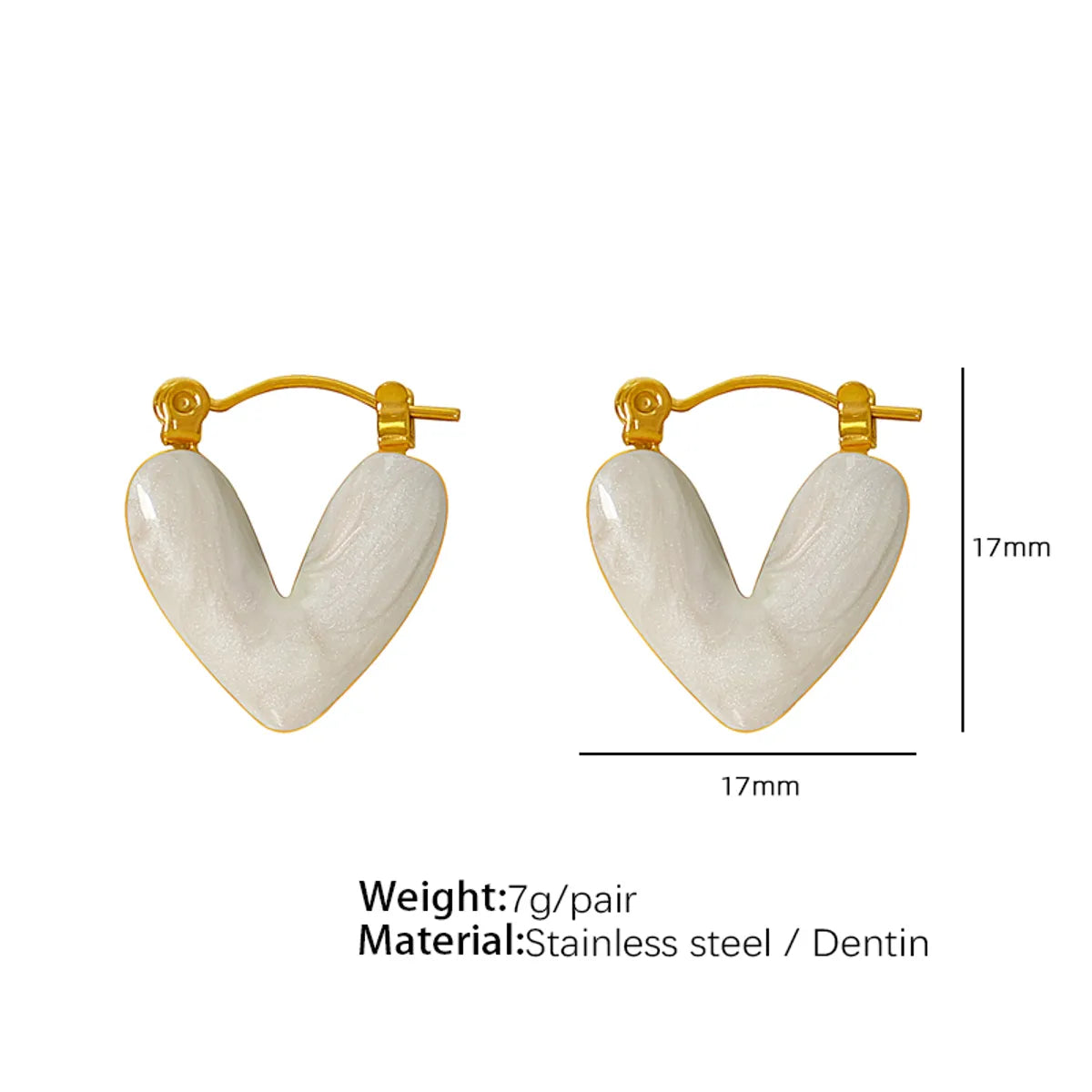 1 Pair Cute French Style IG Style Heart Shape Polishing Enamel 304 Stainless Steel 18K Gold Plated Earrings