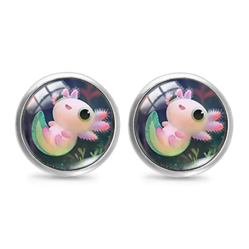 1 Pair Cute French Style Simple Style Salamander Inlay Alloy Glass Glass Ear Studs