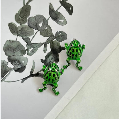 1 Pair Cute Frog Enamel Alloy Ear Studs