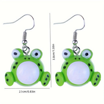 1 Pair Cute Frog Resin Drop Earrings