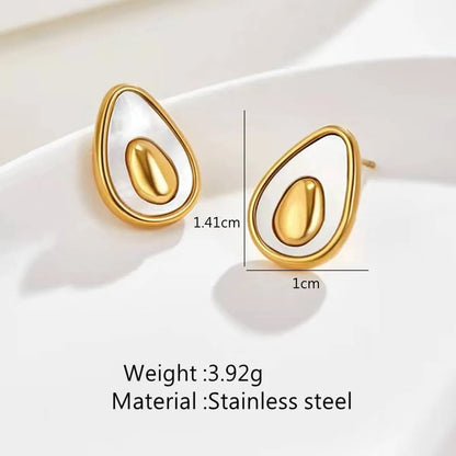 1 Pair Cute Fruit Polishing Inlay 304 Stainless Steel Shell 18K Gold Plated Ear Studs