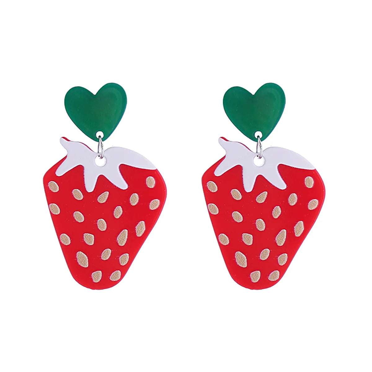 1 Pair Cute Fruit Strawberry Enamel Arylic Alloy Resin Earrings