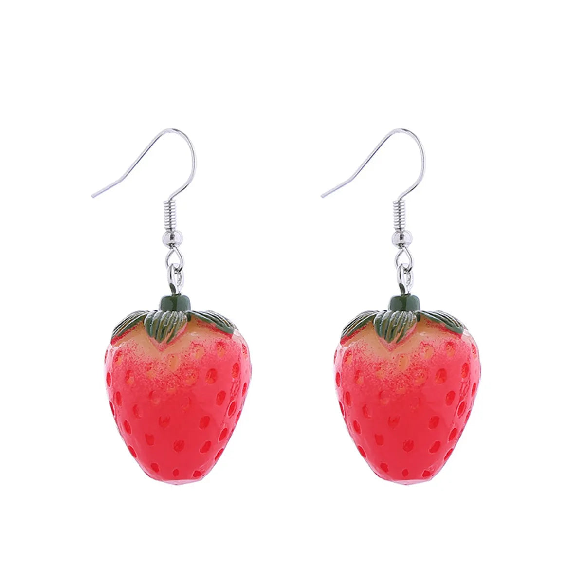 1 Pair Cute Fruit Strawberry Enamel Arylic Alloy Resin Earrings