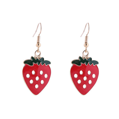 1 Pair Cute Fruit Strawberry Enamel Arylic Alloy Resin Earrings