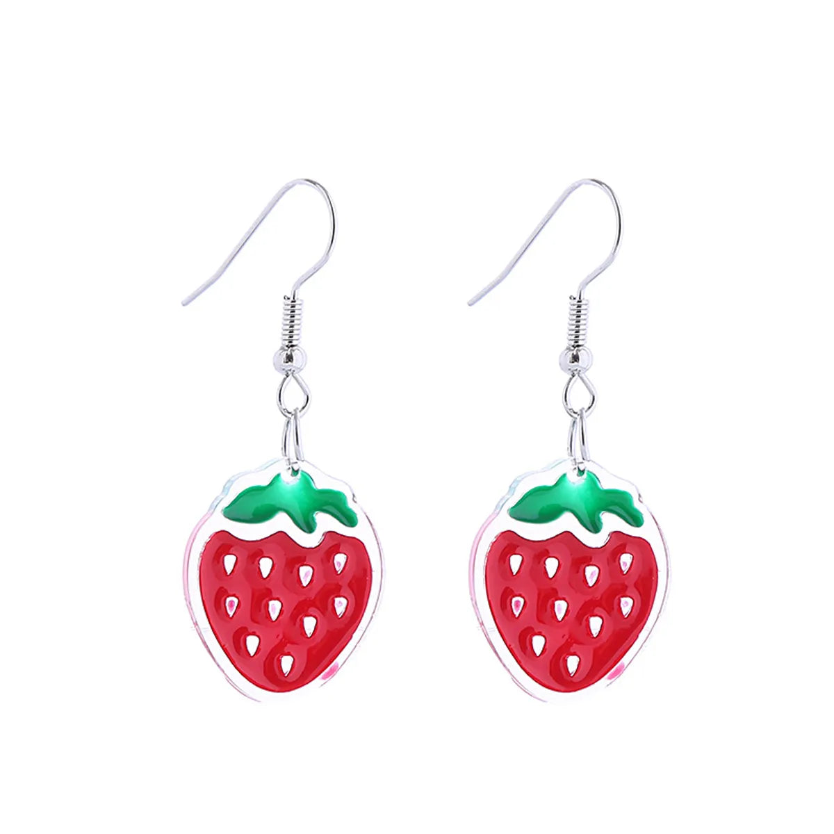 1 Pair Cute Fruit Strawberry Enamel Arylic Alloy Resin Earrings