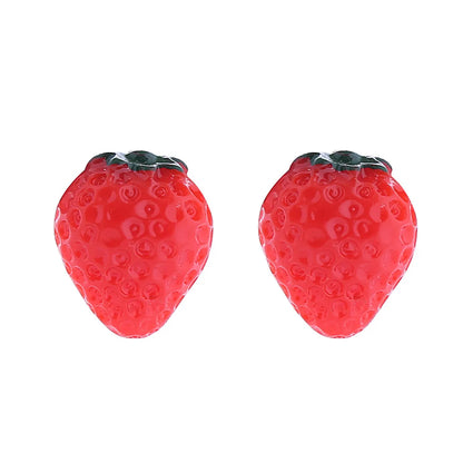 1 Pair Cute Fruit Strawberry Enamel Arylic Alloy Resin Earrings