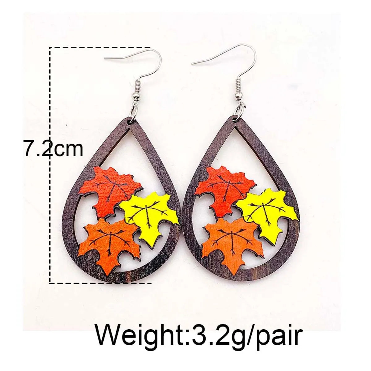 1 Pair Cute Funny Cartoon Character Leaf Water Droplets Wood Drop Earrings