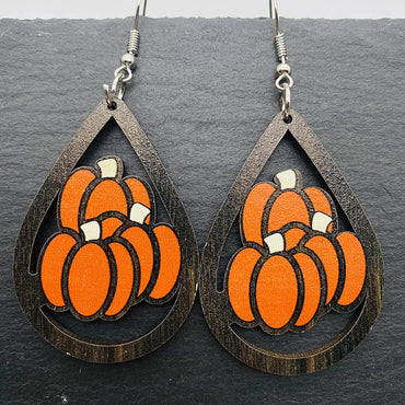 1 Pair Cute Funny Cartoon Character Leaf Water Droplets Wood Drop Earrings