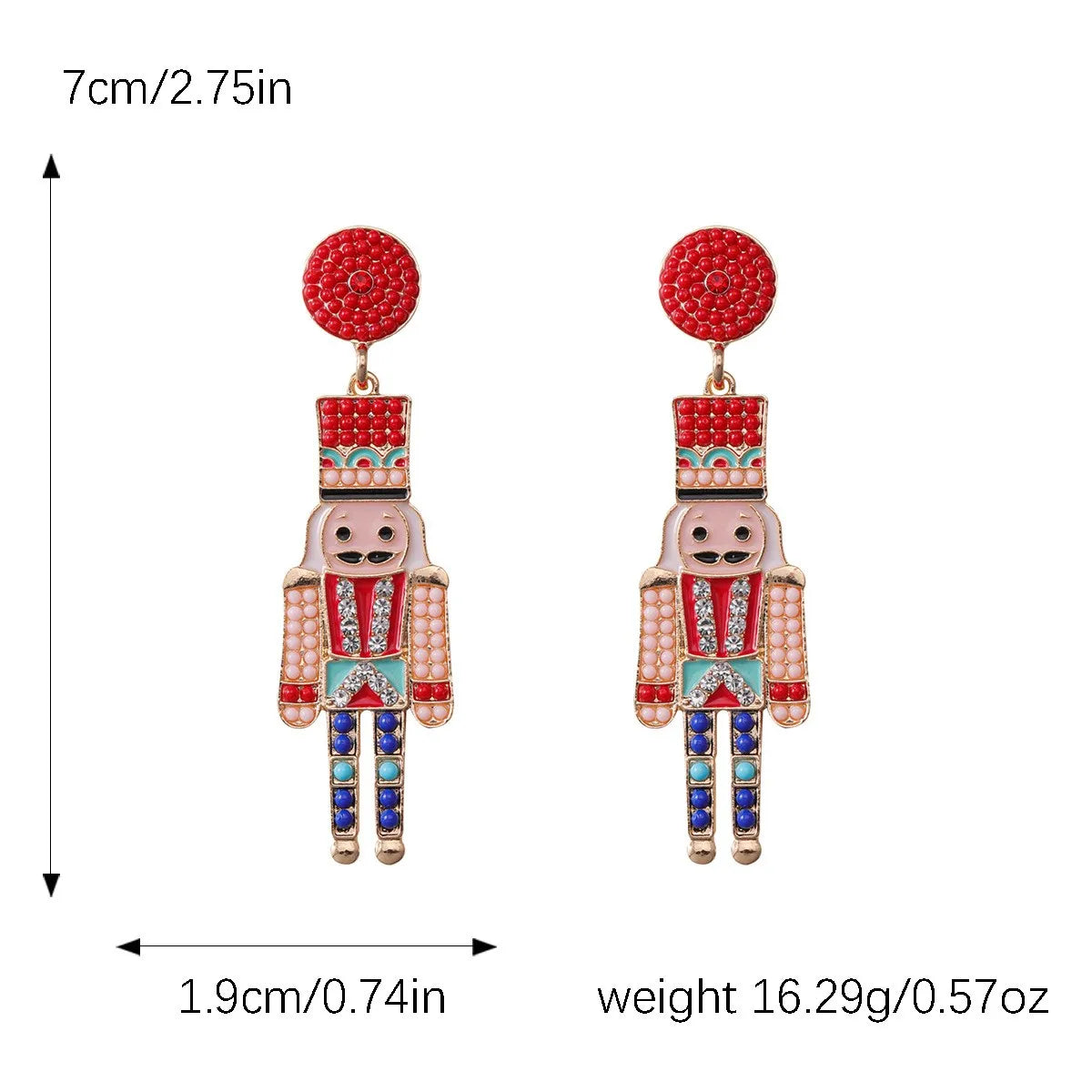 1 Pair Cute Funny Classic Style Cartoon Character Nutcracker Inlay Alloy Seed Bead Drop Earrings