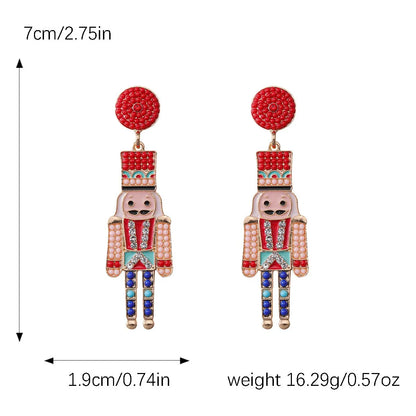 1 Pair Cute Funny Classic Style Cartoon Character Nutcracker Inlay Alloy Seed Bead Drop Earrings