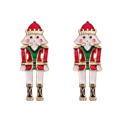 1 Pair Cute Funny Classic Style Cartoon Character Nutcracker Inlay Alloy Seed Bead Drop Earrings