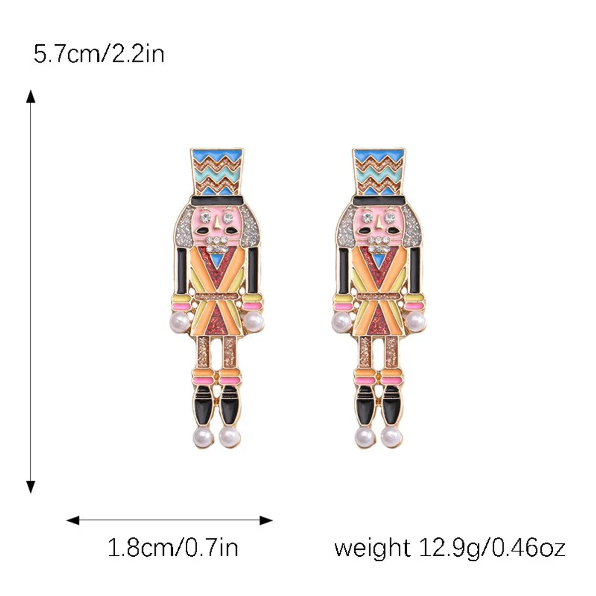 1 Pair Cute Funny Classic Style Cartoon Character Nutcracker Inlay Alloy Seed Bead Drop Earrings