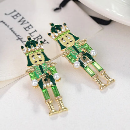 1 Pair Cute Funny Classic Style Cartoon Character Nutcracker Inlay Alloy Seed Bead Drop Earrings