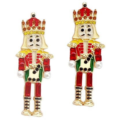 1 Pair Cute Funny Classic Style Cartoon Character Nutcracker Inlay Alloy Seed Bead Drop Earrings