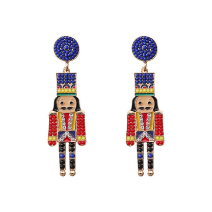 1 Pair Cute Funny Classic Style Cartoon Character Nutcracker Inlay Alloy Seed Bead Drop Earrings