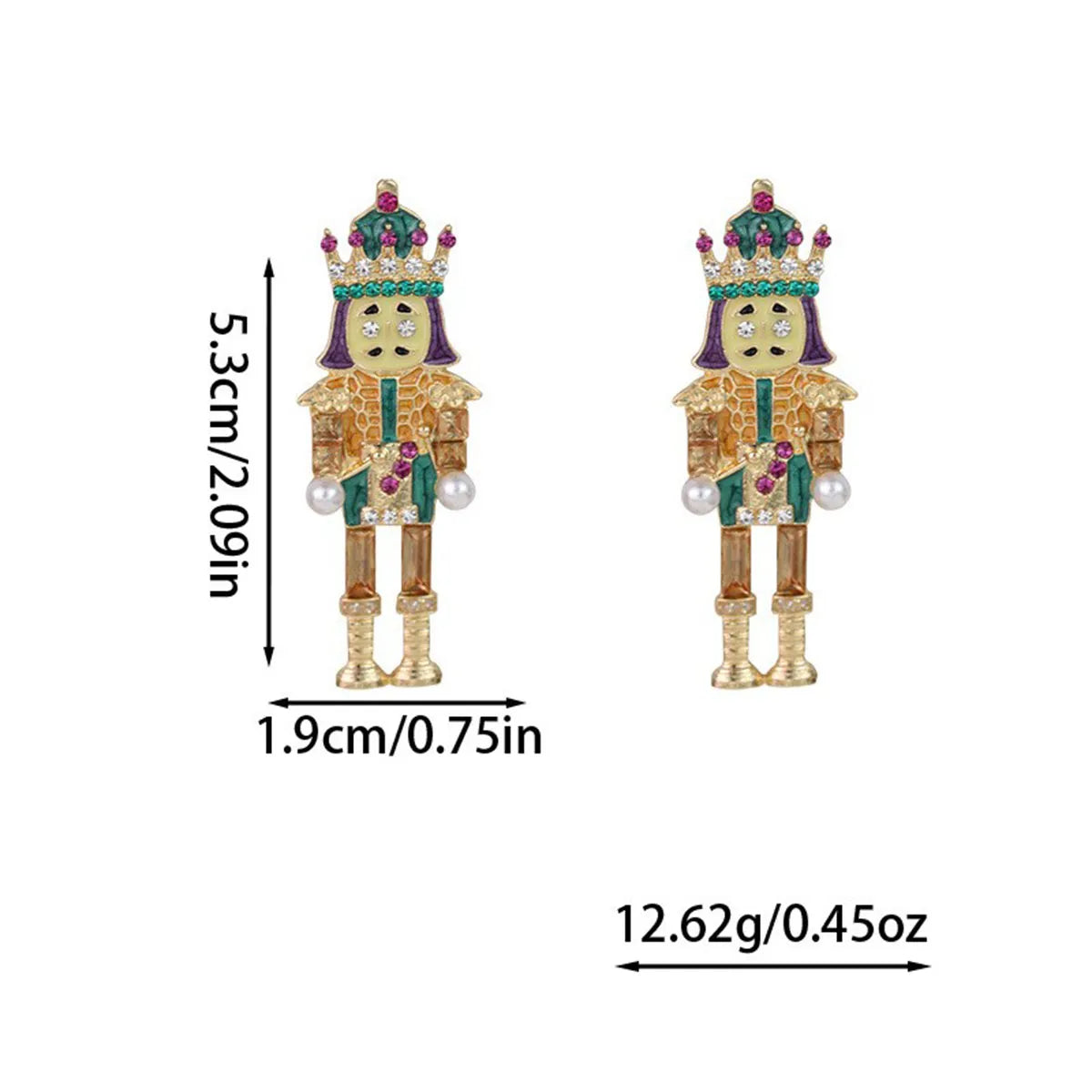 1 Pair Cute Funny Classic Style Cartoon Character Nutcracker Inlay Alloy Seed Bead Drop Earrings