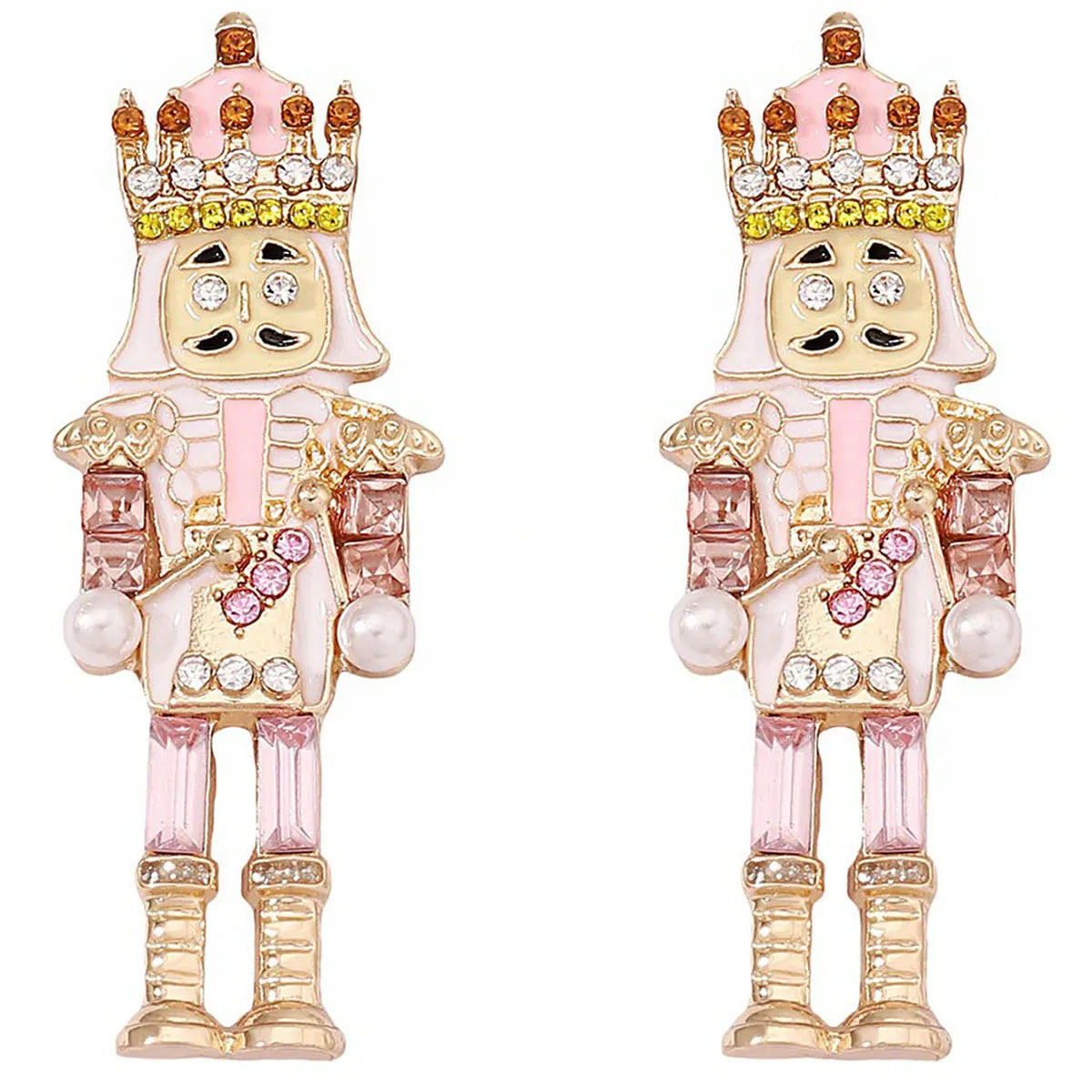 1 Pair Cute Funny Classic Style Cartoon Character Nutcracker Inlay Alloy Seed Bead Drop Earrings