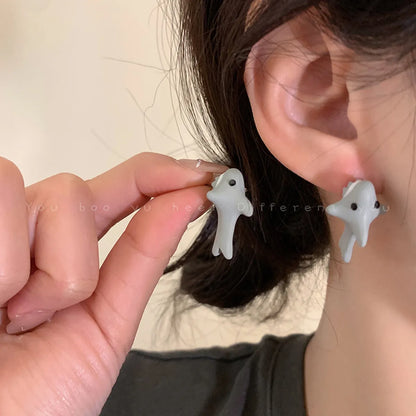 1 Pair Cute Funny Dog Dinosaur Shark Enamel Copper Ear Studs