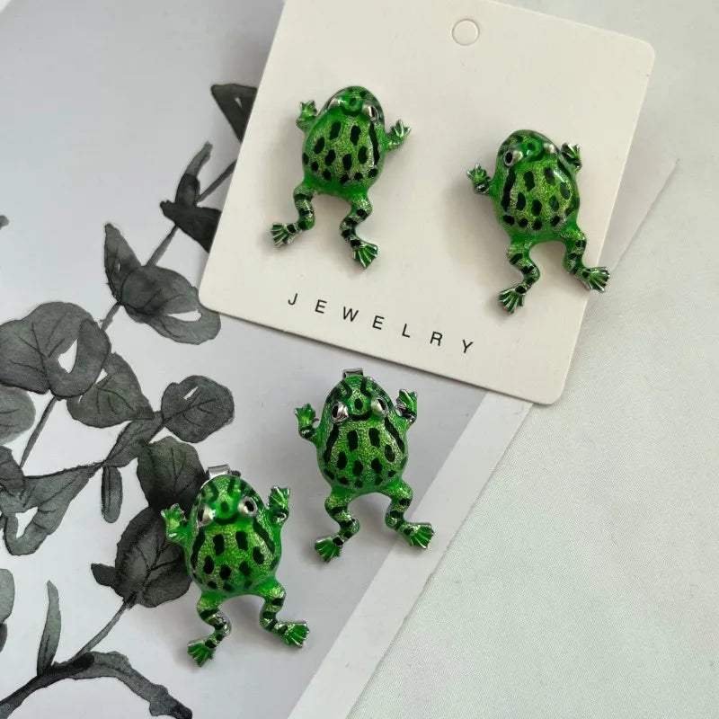 1 Pair Cute Funny Frog Alloy Ear Studs